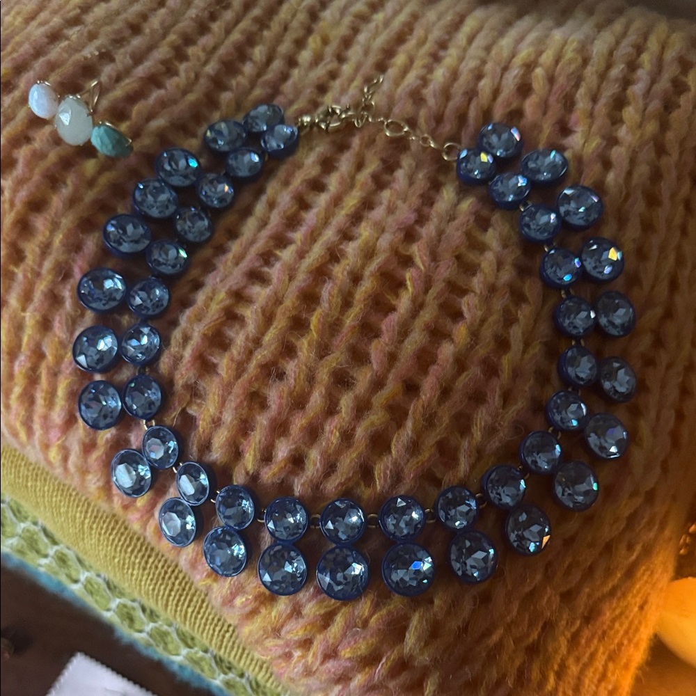 J. Crew Blue Brûlée Crystal Necklace - Picture 2 of 5